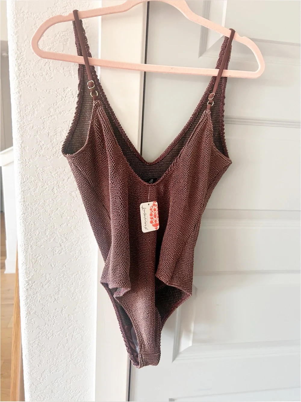 NWT Free People Beach Riot Reese One-Piece Swimsuit Chocolate Merlot - Picture 5 of 6